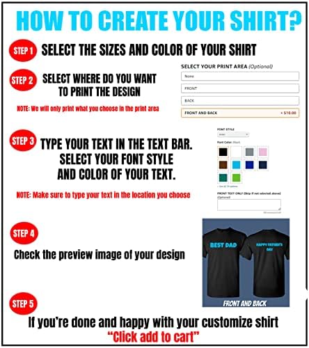 Adicione seu próprio design de texto apenas camiseta de camiseta dianteira e traseira personalizada