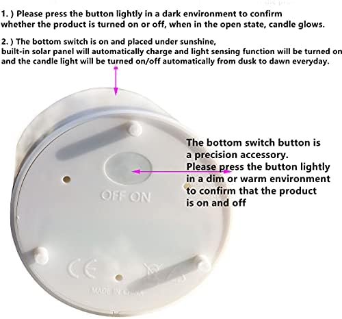 Octmustard Solar Led Candle com sensor de luz impermeável, anoitecer para operar/desativar operação automática, 3x4 polegadas
