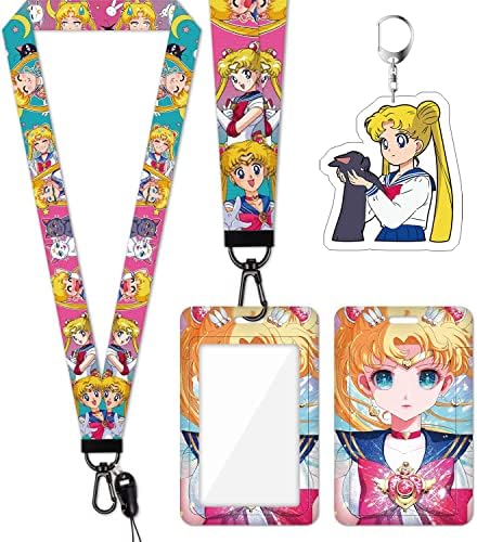 Colorido de pescoço com suporte de emblema de identificação para chaves cartão -chave Kawaii corejas rosa para mulheres meninas crianças professores gs432