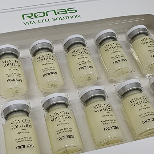 Solução de células Ronas Vita, soro anti -envelhecimento para o pescoço da face com ácido hialurônico, vitamina C, ceramida,