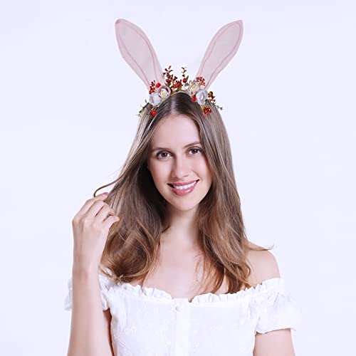 Ywduoying Páscoa Coelhinho Ears Flor Bandas de coelho Faras de cabeça floral para mulheres meninas acrescentam um pouco