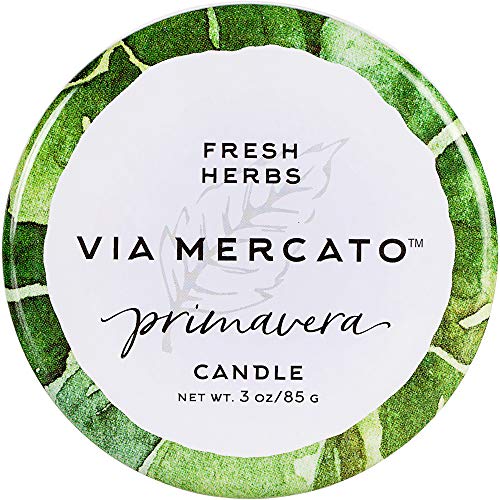Via Mercato Primavera Spring Collection Mini vela, 3 oz, ervas frescas, 85 gramas