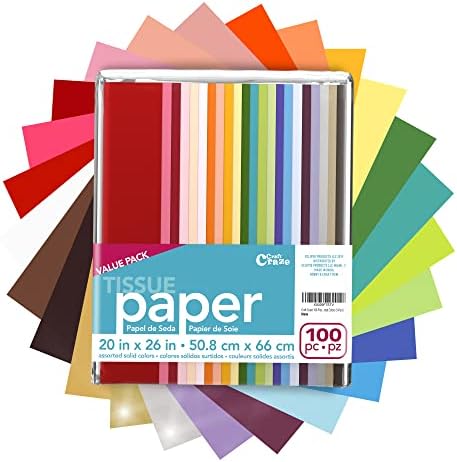 Crague Raze Premium Quality Tissue 3-Pack, 100 folhas por pacote, embrulho de presentes, artesanato em papel, embalagem