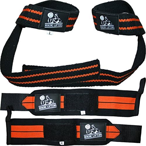 Pacote de pulso super pesado - pacote cinza preto com envoltórios de pulso e pacote de tiras de elevação - laranja