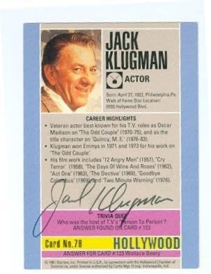 Jack Klugman Cartão de negociação autografado 1991 Hollywood Walk of Fame #78 Back - TV Trading Cards