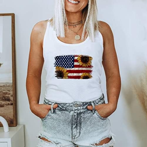Mulheres 4 de julho Tampo tampo American Flag Print T-shirts S-shirts Independence Day Gifts Blusa de colega solta Casual Casual