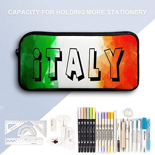 Vintage Itália Flag Case Lápis Capacidade Big Capacente Bolsa Marcador de caneta Saco de lápis para escola adolescente