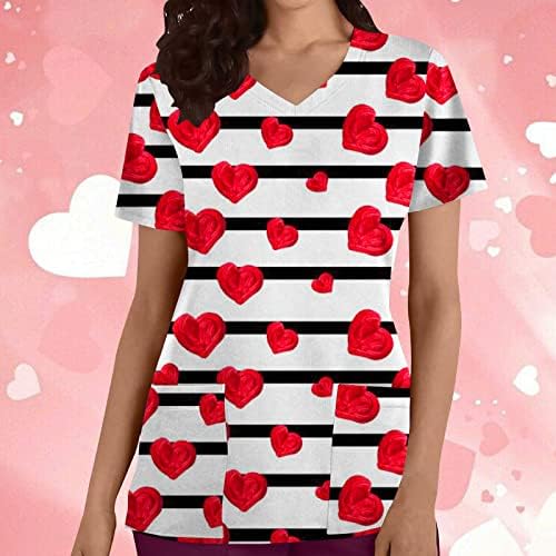 Valentines Scrubs for Women Heart Print Scrub Scamts