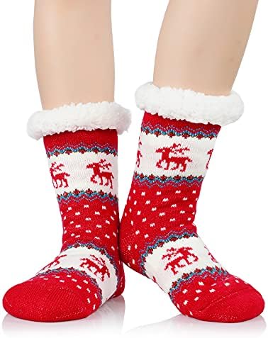 American Trends Christmas Slipper Socks Mulheres Meias Fuzzy Gripper Non Slip Slip Slip Athletic Cosy Warm Winter