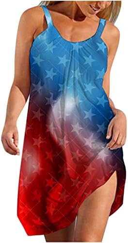 Mini vestido de HCJKDU para mulheres, estrela sem mangas de mangas de 4 de julho de julho, vestido do dia da independência,