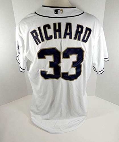 2012 San Diego Padres Clayton Richard 33 Jogo emitido White Jersey - Jogo usou camisas MLB