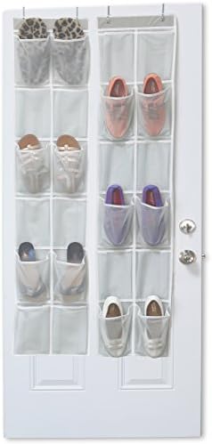 Utensílios domésticos simples 24 bolsos - 2pk 12 bolsos grandes sobre o organizador de sapatos pendurados por porta, cinza
