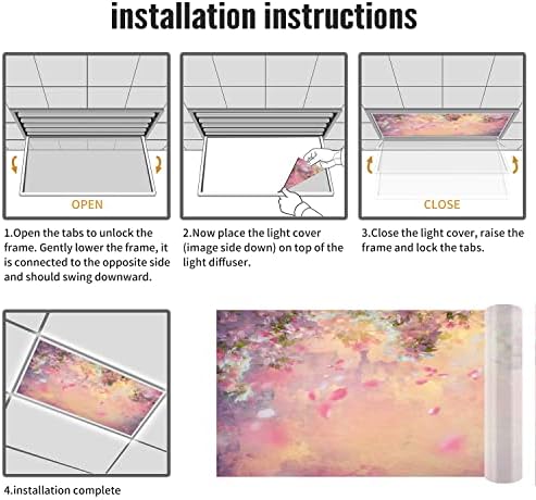 Tampas de luz fluorescente para o escritório da sala de aula-gabinete-fluorescente capas de luz para o escritório da sala de aula-2 pés x 4 pés de queda de teto decorativo fluorescente, pêssego de lavanda