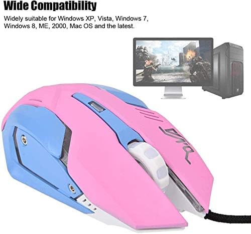 Mouse Mavis Laven Gaming, mouse com fio, portátil 3200dpi Sensibilidade de alta sensibilidade Mouse de jogo rosa confortável
