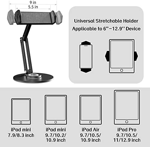 PZOZ Retail Kiosk iPad Stand, 360 ° Gire o suporte do comprimido POS, se encaixa em 6-12.9 Mini-Business Suprimentos