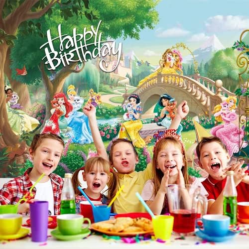 7x5 ft Princesa fotografia Background Birthday Birthday Florest Castle Cenário Festas de Partes Decoração para Girlas Infantil