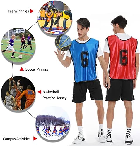 Puluomasi Sports Sports Pinnies -Numbered Colete Cennies para Bibs de Jersey de Basquete de futebol -Tese de 12/adultos para jovens