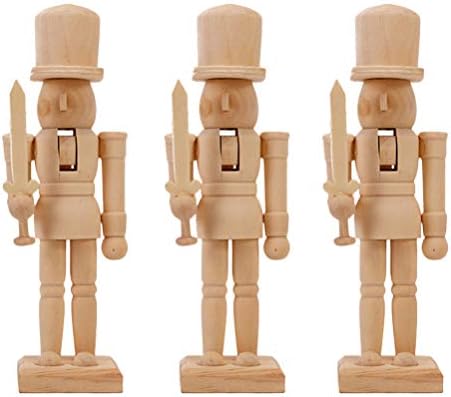 Veemoon Desktop Nutcracker Figura 3pcs figuras de quebra -nozes de madeira, figuras de tinta diy de quebra -nozes inacabados