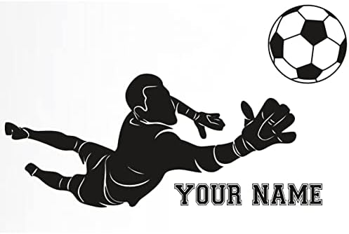 Gotal de decalques de parede de futebol personalizado de Tkvenjiu Faça um Salvar seu nome, adesivos de parede personalizados para o quarto dos meninos