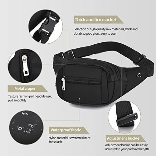 Daitet Crossbody Fanny Pack for Men & Women, Bolsa de cintura grande e saco de bumbum de quadril com alça ajustável para treino