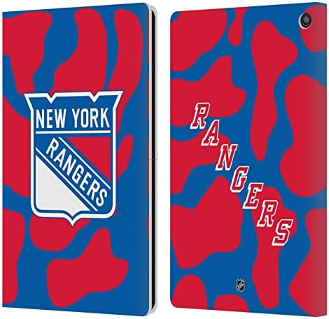 Projetos de capa principal licenciados oficialmente NHL Cow Pattern New York Rangers Livro de couro Caixa de carteira Compatível com
