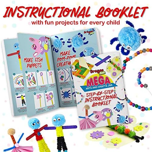 Dragão também Mega Kids Crafts and Art Supplies Jar Kit - 1000 mais de conjunto de peças - Livreto instrucional