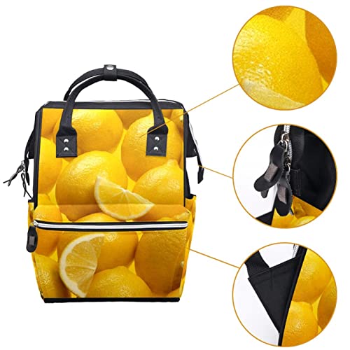 Limões de frutas textura fralda amarela Bolsas de bolsas de mochila de mamã