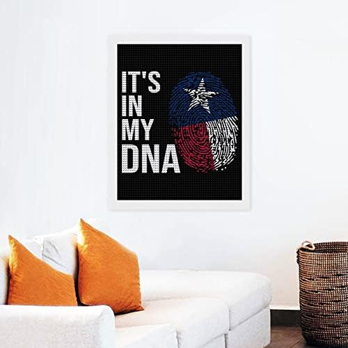 Está no meu DNA Kits de pintura de diamante da bandeira do Texas para adultos Cross Stitch Diy Paint Art Pictures Craft for Home Office Wall Decor 16 x20