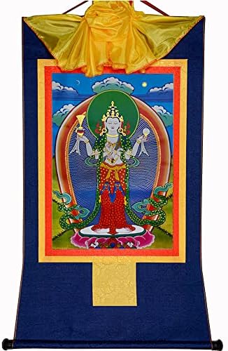 Gandhanra Four Armed Avalokitesvara, Padmapani, Chenrezig, Tibetano Thangka Pintura Arte, Budista Thangka Brocade, Buda Tapeçaria