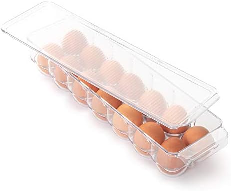 Design Inteligente Liber de ovo da geladeira empilhável com alça e tampa - BPA Plástico livre - gaveta da geladeira, bandeja