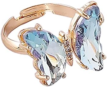 Fashion Butterfly Ring Gradiente Gemstone pode ser ajustado Anéis lindos anel de borboleta, novos anéis criativos