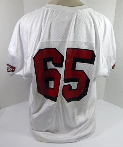 2002 San Francisco 49ers 65 Jogo emitido White Practice Jersey 3x DP32775 - Jerseys de jogo NFL não assinado