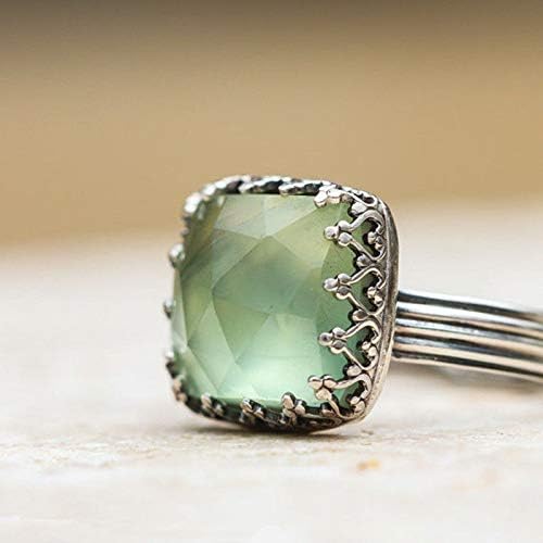 T-Jewelry Súbranças Mulheres 925 Prata Natural Gemstone Peridot Moonstone Wedding Ring tamanho 6-10