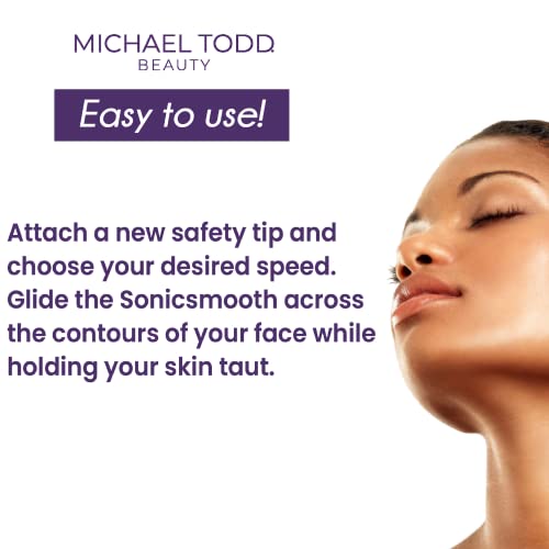 Michael Todd Beauty - Sonicsmooth - Dermaplaning Tool - 2 em 1 Full's Facial Esfoliação e Peach Fuzz Hair System com 7 semanas de bordas de segurança