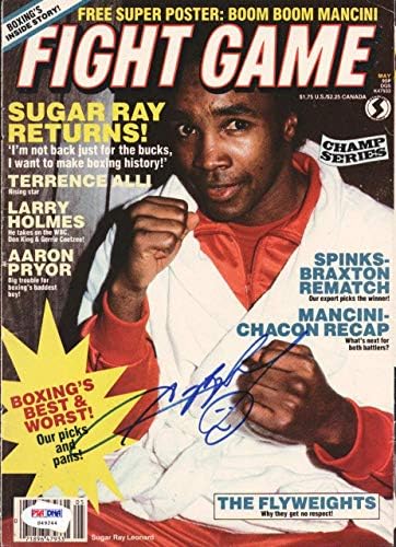 Sugar Ray Leonard Autographed Light Game Magazine Capa PSA/DNA #S49244 - Revistas de boxe autografadas