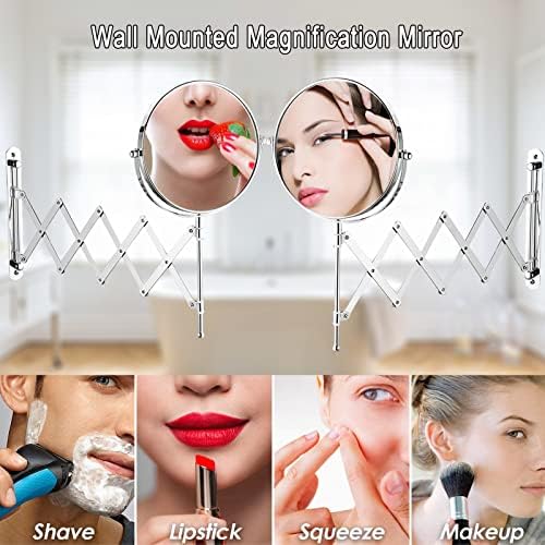 Espelho de maquiagem srvnt, 360 ° Vaidade giratória hd redonda de banheiro redondo barbear espelho de ampliação montada
