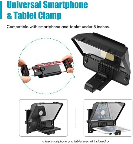 Andoer A10 Smartphone portátil DSLR Teleprompter Kit com portador de telefone LED Light Tabletop Tripod Remote Controle para