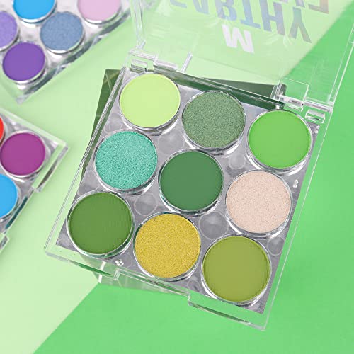 Diário de Amy Paleta de sombra verde da paleta verde maquiagem de glitter verde, claro amarelo verde profundo 9 cores foste glitter