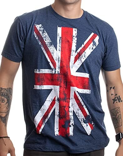 Union Jack Flag | T-shirt do Reino Unido do Reino Unido Grã-Bretanha para homens para homens