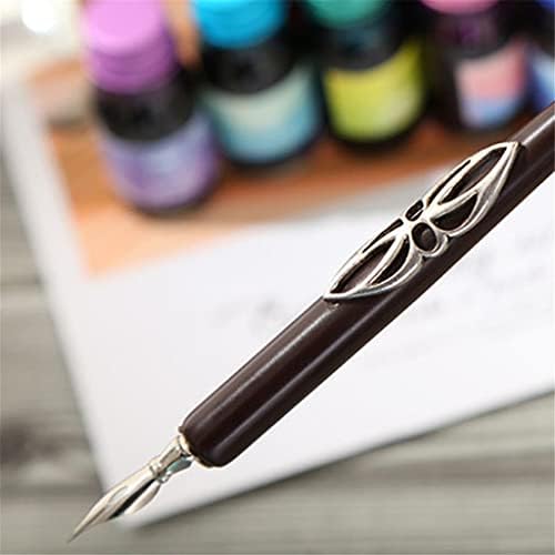 Caligrafia de madeira sxnbh canetas de tinta de gancho de caneta de caneta com pontas de tinta com pontas de tinta cenas de papelaria escolar presente