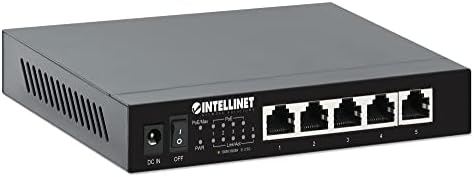 Intellinet 5 -porta 2.5g PoE+ interruptor Ethernet - Orçamento de energia de 55W, saída de energia de até 30W por porta, não gerenciada, montável na parede, sem ventilador - para hub de rede de computadores, desktop, garantia de 3 anos de MFG - 561921