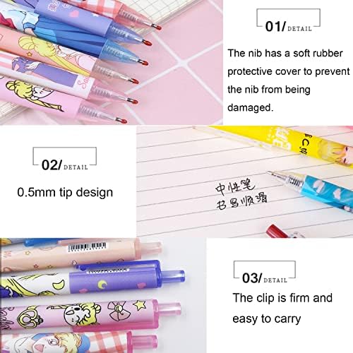 Tundoit Anime caneta caneta caneta preta caneta caneta 6pcs 0,5 mm Press