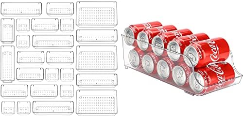 Puricon 25 PCs Clear Desk Drawer Organizadores de conjunto de conjuntos de caixas de organizador de refrigerador de 1 pacote