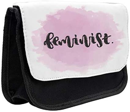 Caixa de lápis feminista lunarável, fumaça como arte em aquarela, bolsa de lápis de caneta com zíper duplo, 8,5 x 5,5, cinza