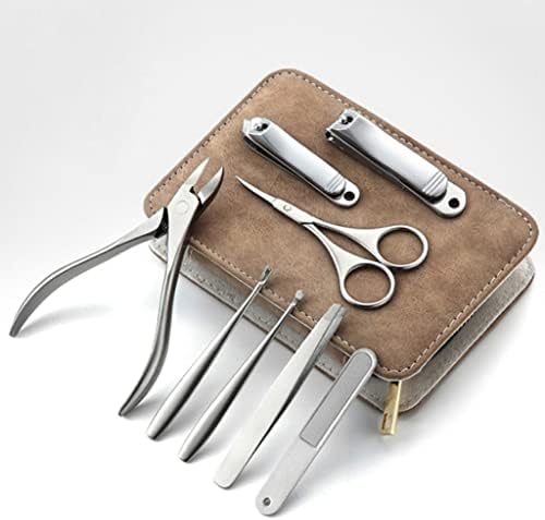 Dloett Conjunto de manicure de pedicure de aço para unhas para unhas para instrumentos para pregos para as sobrancelhas e aparador para os cílios