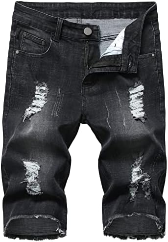 Qzh.duao masculino de jeans e jeans rasgados masculinos