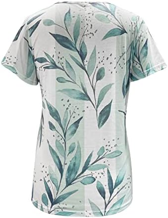Verão feminino de manga curta v pescoço de pescoço de camisetas estampadas florais camisetas casuais camiseta túnica feminina