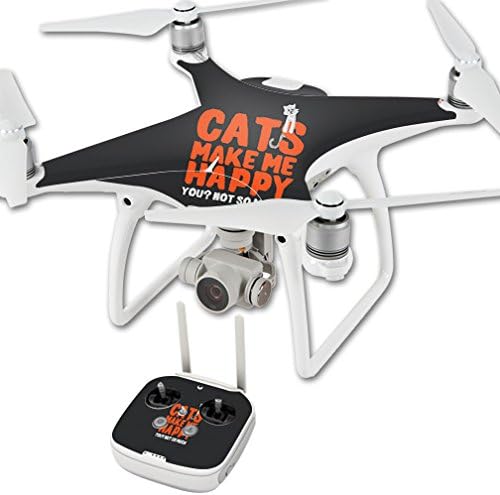 MightySkins Skin Compatível com DJI Phantom 4 Quadcopter Drone - Gatos me fazem feliz | Tampa protetora, durável e exclusiva