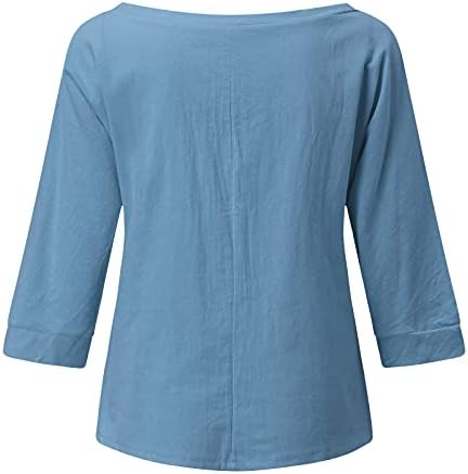 Mtsdjskf feminino 3/4 blusas de manga para verão V Camisetas gráficas de pescoço