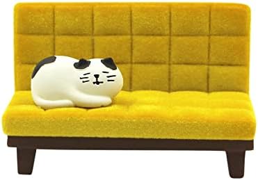 Orityle fofo de celular de gato resina resina miniature em forma de mesa de mesa montagem para smartphones para meninas, sofá amarelo de gato branco, tamanho único
